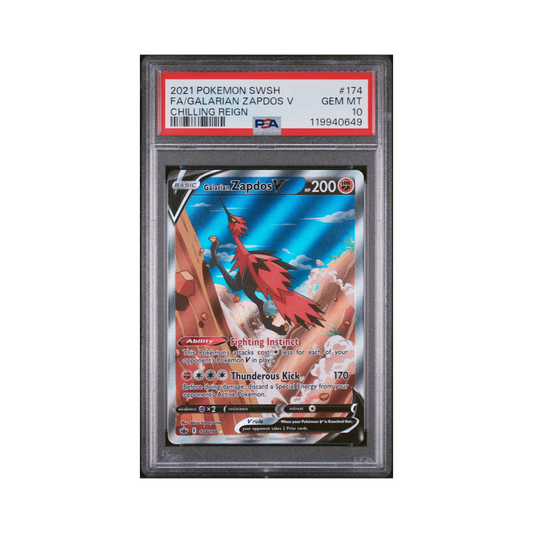 2021 Pokémon Sword & Shield Chilling Reign Galarian Zapdos V #174 PSA 10