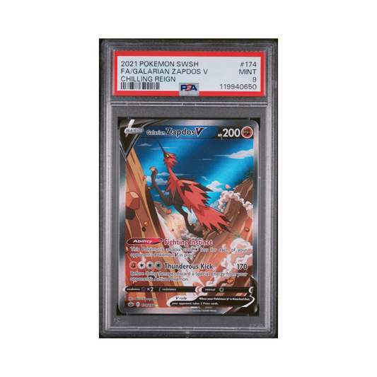 2021 Pokémon Sword & Shield Chilling Reign Galarian Zapdos V #174 PSA 9
