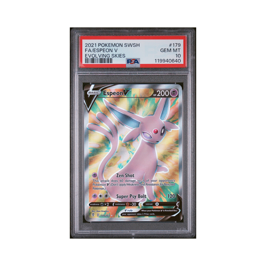 2021 Pokémon Sword & Shield Evolving Skies Espeon V #179 PSA 10