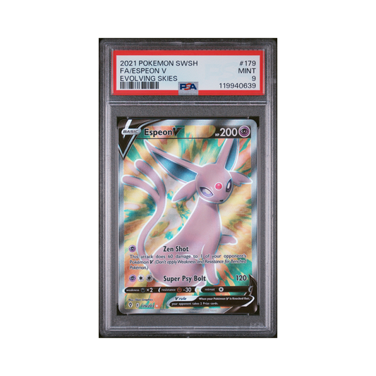 2021 Pokémon Sword & Shield Evolving Skies Espeon V #179 PSA 9