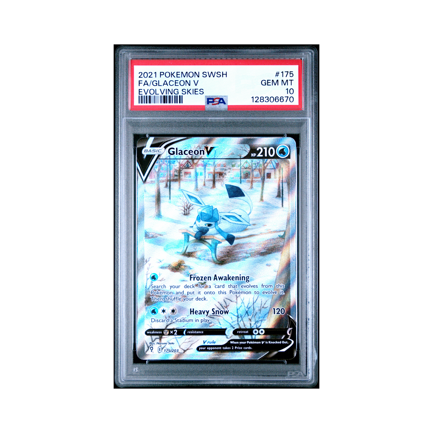 2021 Pokemon Sword & Shield Evolving Skies Glaceon V #175 PSA 10