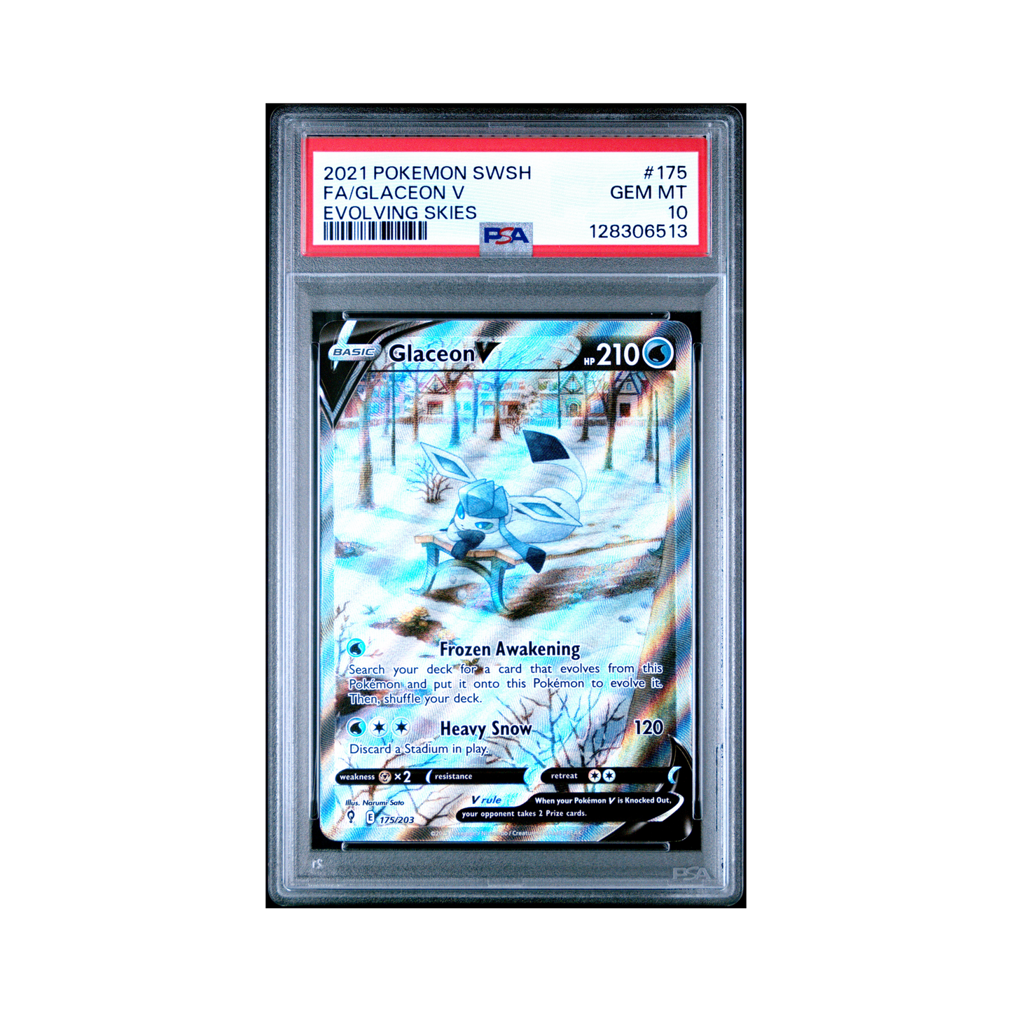 2021 Pokemon Sword & Shield Evolving Skies Glaceon V #175 PSA 10