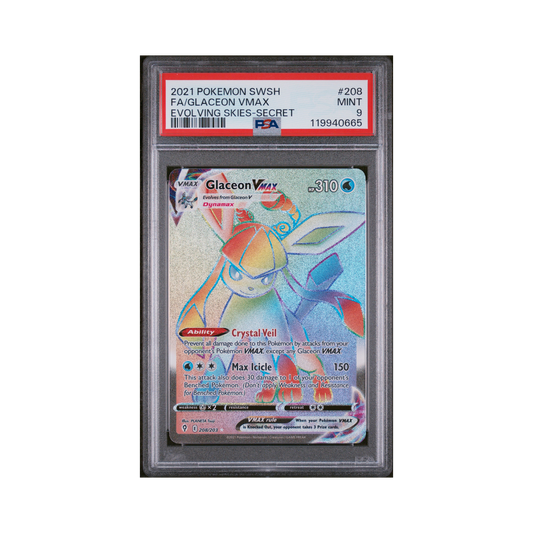 2021 Pokémon Sword & Shield Evolving Skies Glaceon VMAX #208 PSA 9