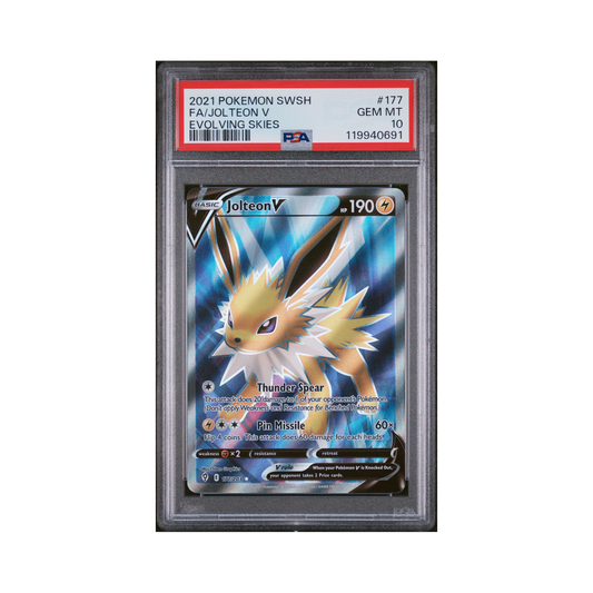 2021 Pokémon Sword & Shield Evolving Skies Jolteon V #177 PSA 10
