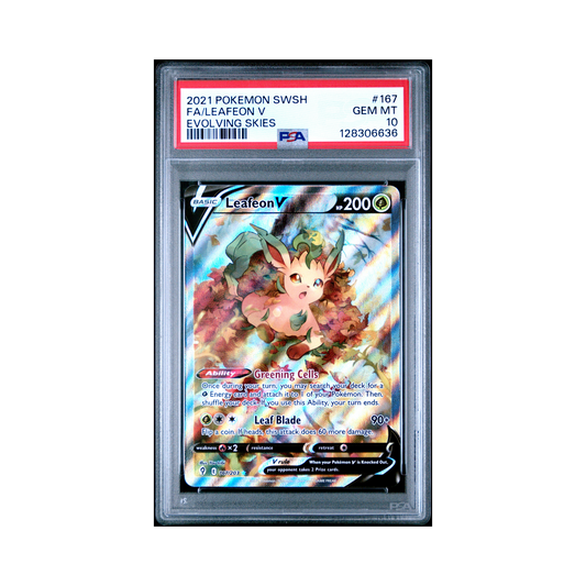 2021 Pokemon Sword & Shield Evolving Skies Leafeon V #167 PSA 10