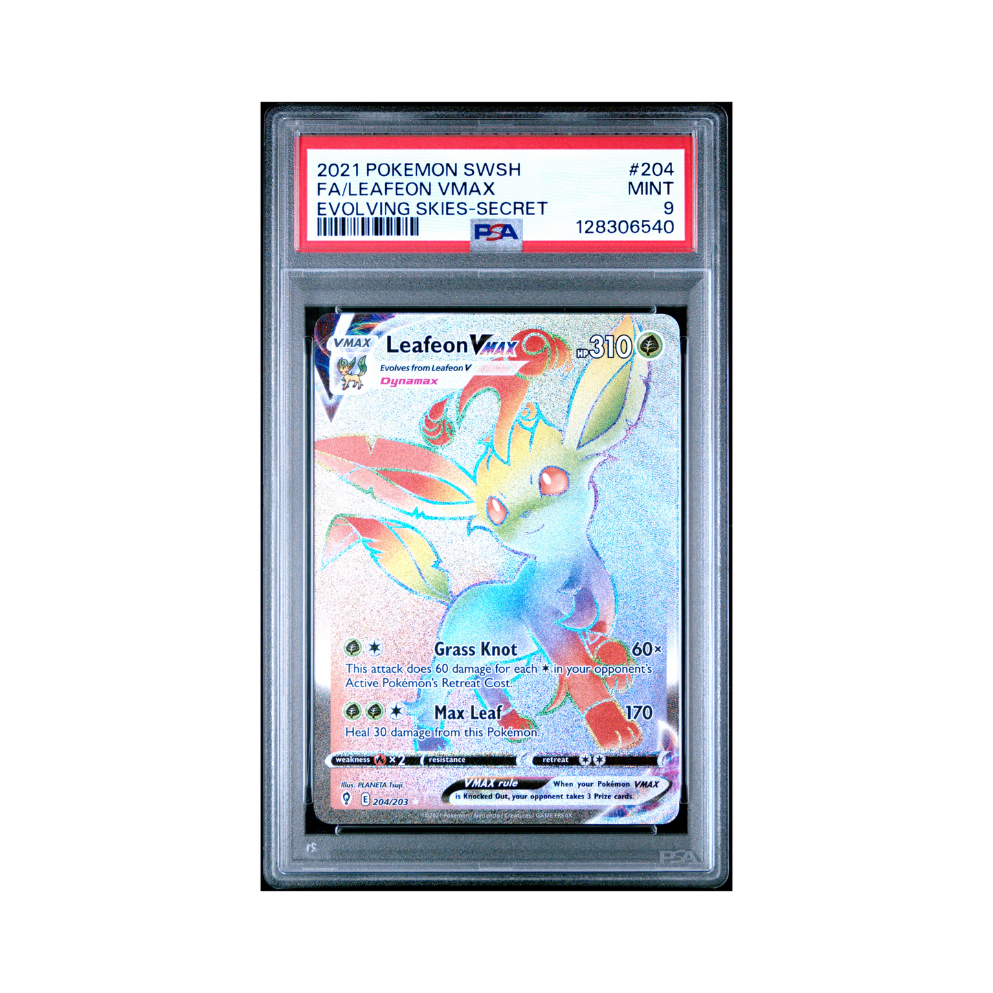 2021 Pokemon Sword & Shield Evolving Skies Leafeon VMAX #204 PSA 9