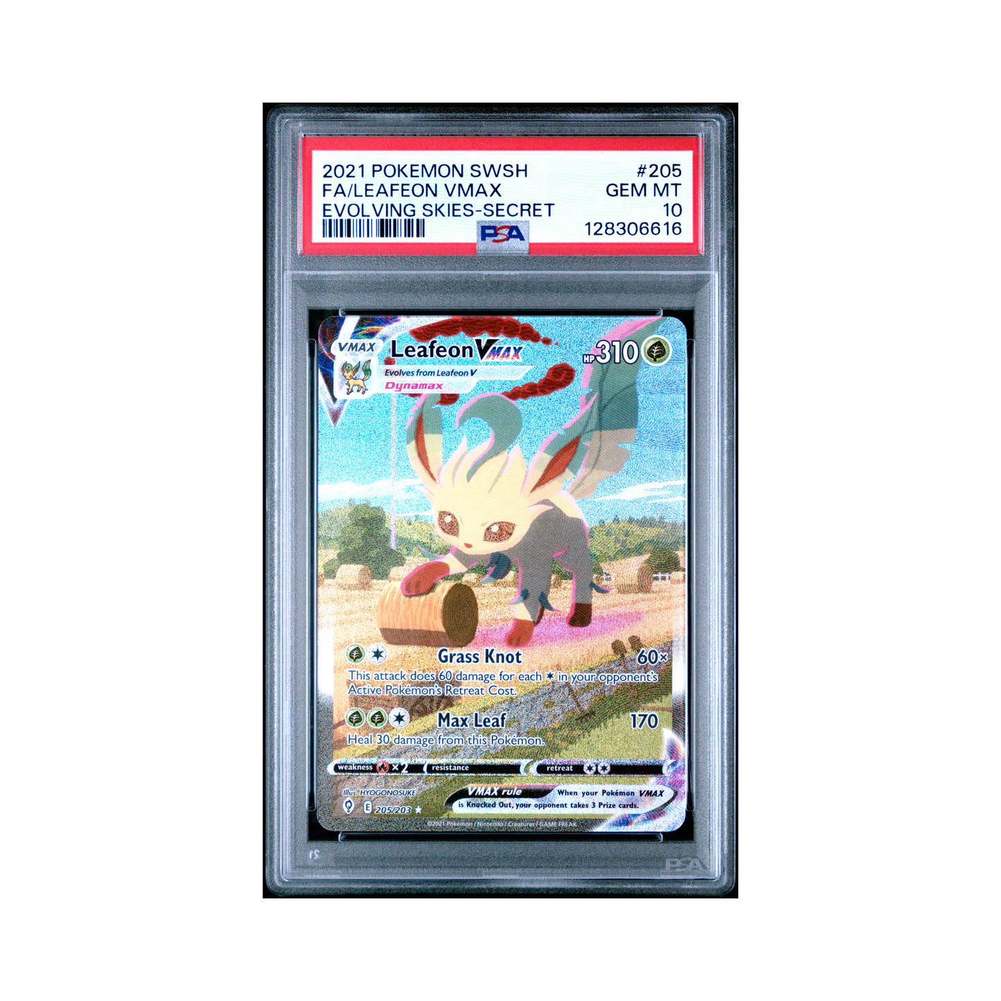 2021 Pokemon Sword & Shield Evolving Skies Leafeon VMAX #205 PSA 10
