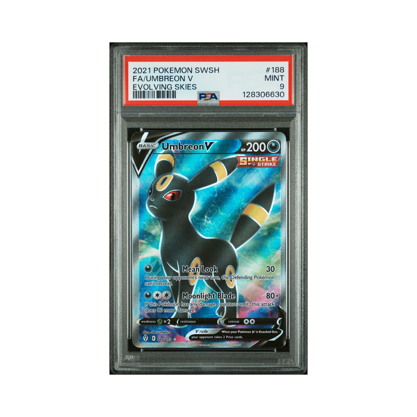 2021 Pokemon Sword & Shield Evolving Skies Umbreon V #188 PSA 9
