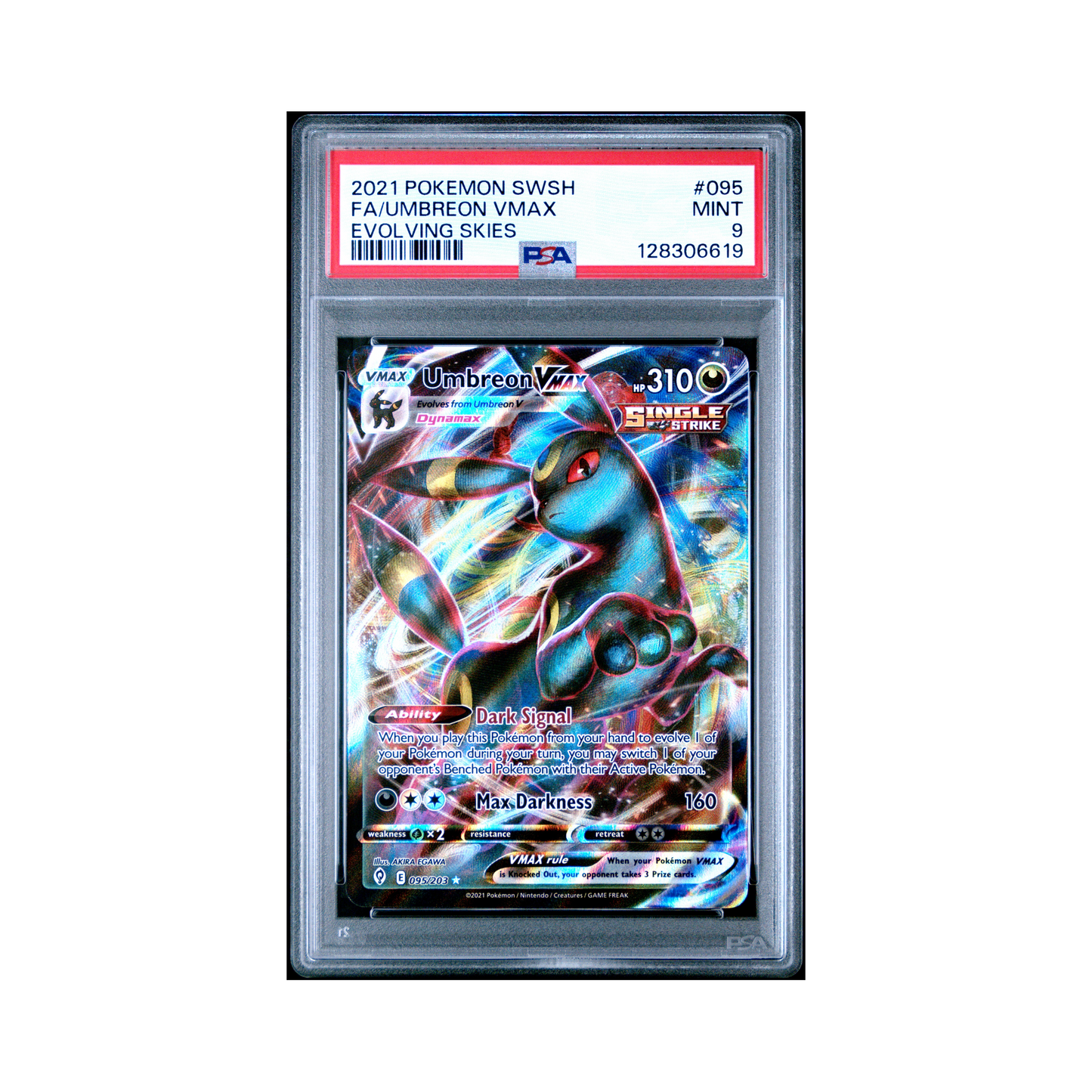 2021 Pokemon Sword & Shield Evolving Skies Umbreon VMAX #095 PSA 9