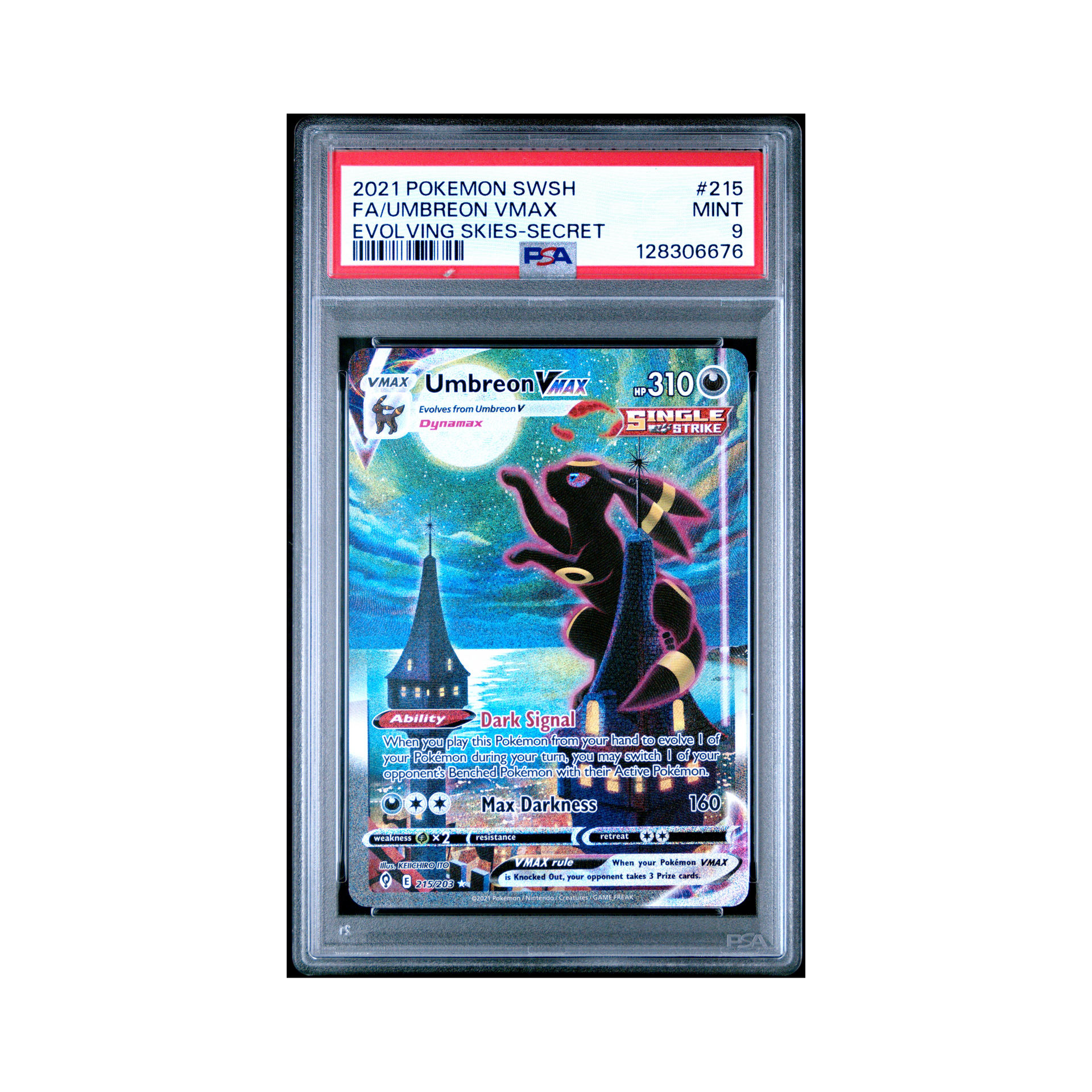 2021 Pokemon Sword & Shield Evolving Skies Umbreon VMAX #215 PSA 9