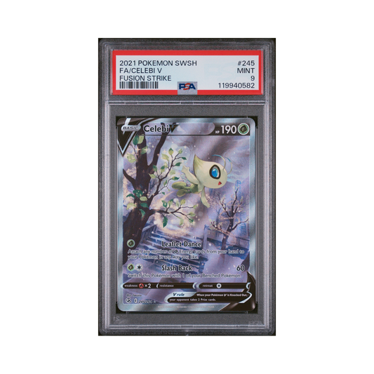 2021 Pokémon Sword & Shield Fusion Strike Celebi V #245 PSA 9