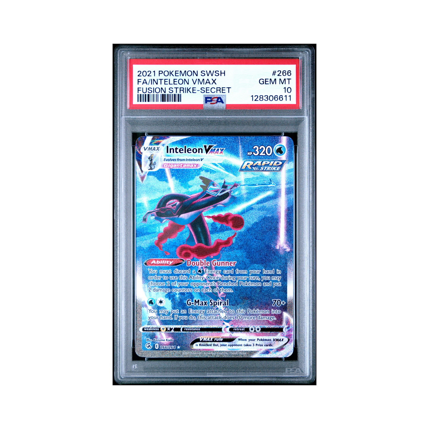 2021 Pokemon Sword & Shield Fusion Strike Inteleon VMAX #266 PSA 10