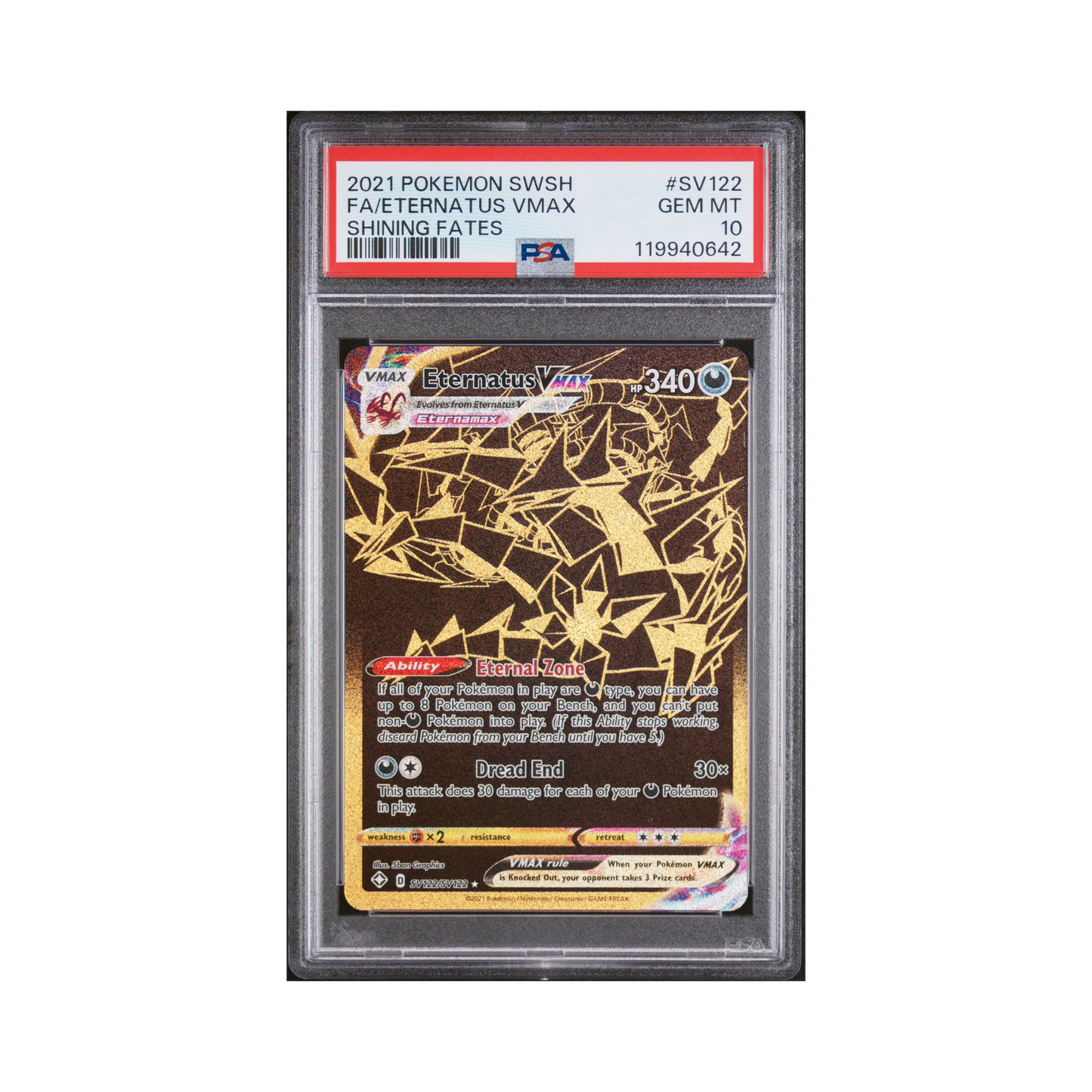2021 Pokémon Sword & Shield Shining Fates Eternatus VMAX #SV122 PSA 10