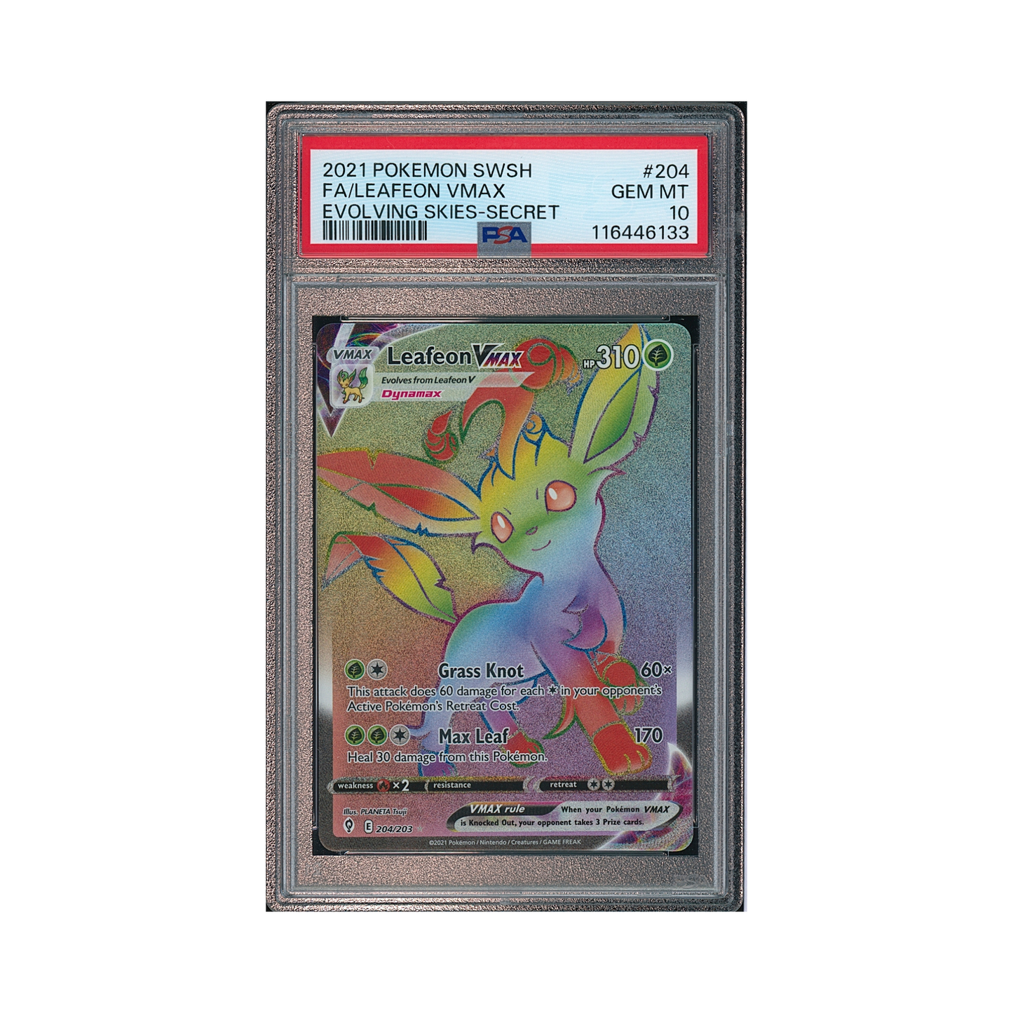 2021 Pokémon Sword & Shield Evolving Skies Leafeon VMAX #204 PSA 10