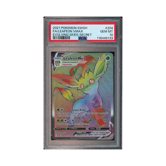 2021 Pokémon Sword & Shield Evolving Skies Leafeon VMAX #204 PSA 10