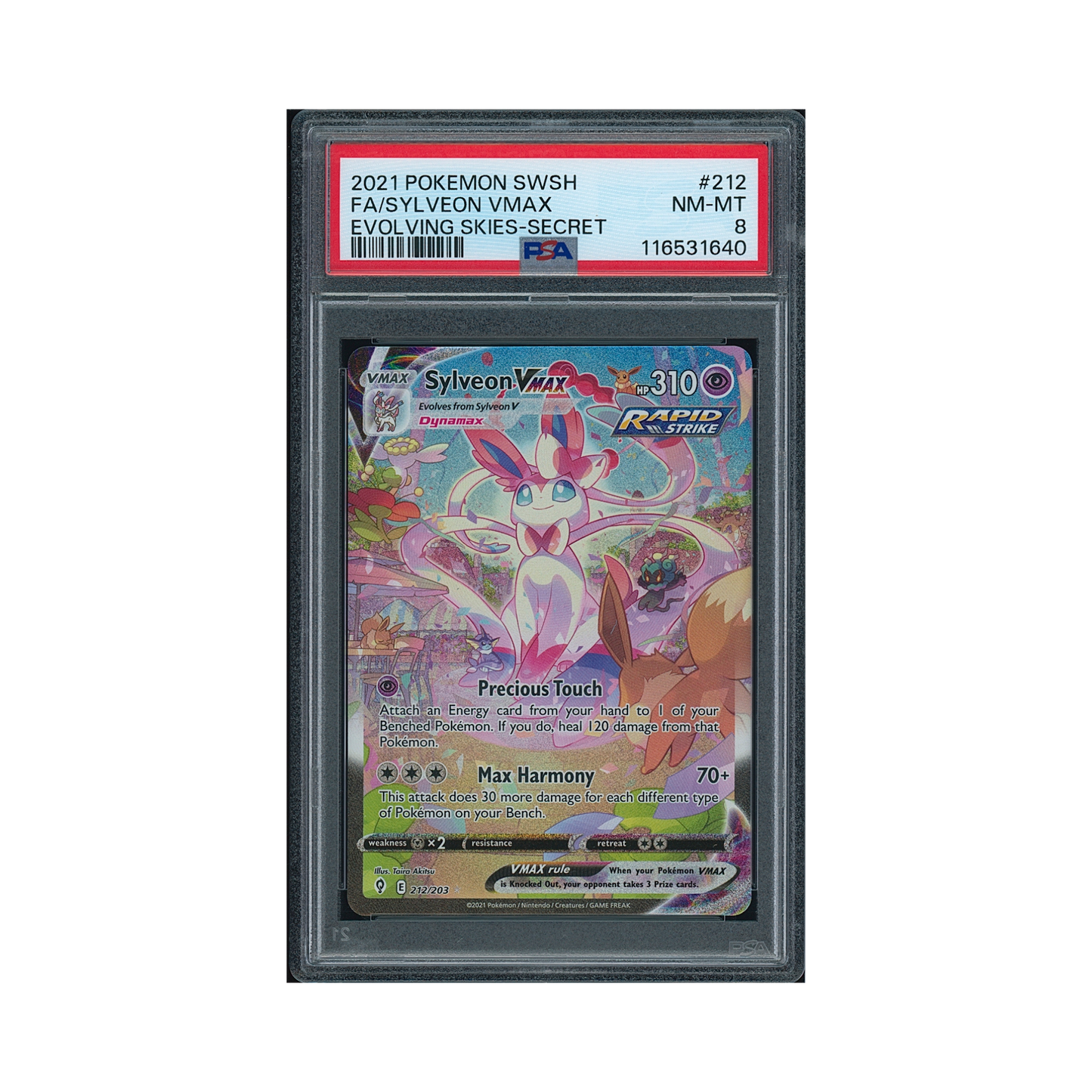 2021 Pokémon Sword & Shield Evolving Skies Sylveon VMAX #212 PSA 8