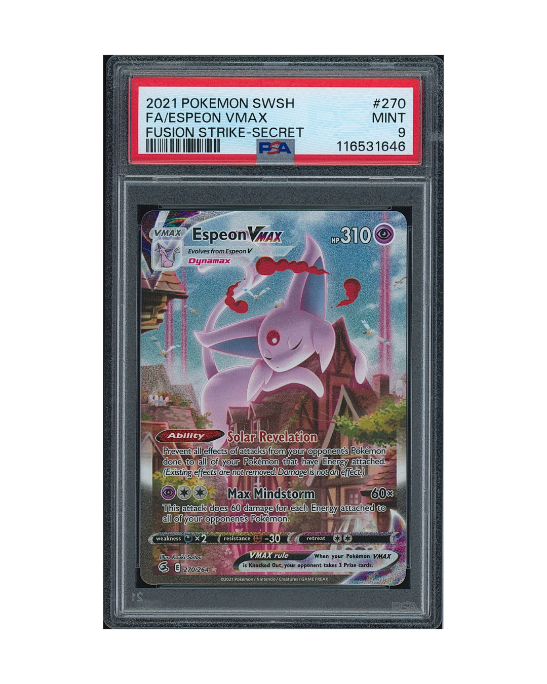 2021 Pokémon Sword & Shield Fusion Strike Espeon VMAX #270 PSA 9
