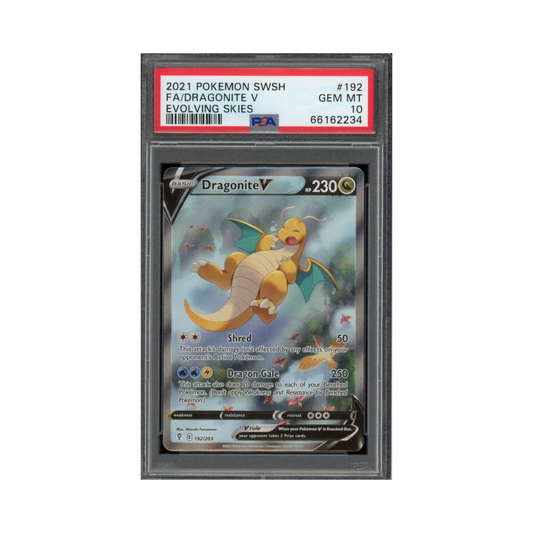 2021 Pokemon SWSH Full Art Dragonite V #192 Evolving Skies PSA 10
