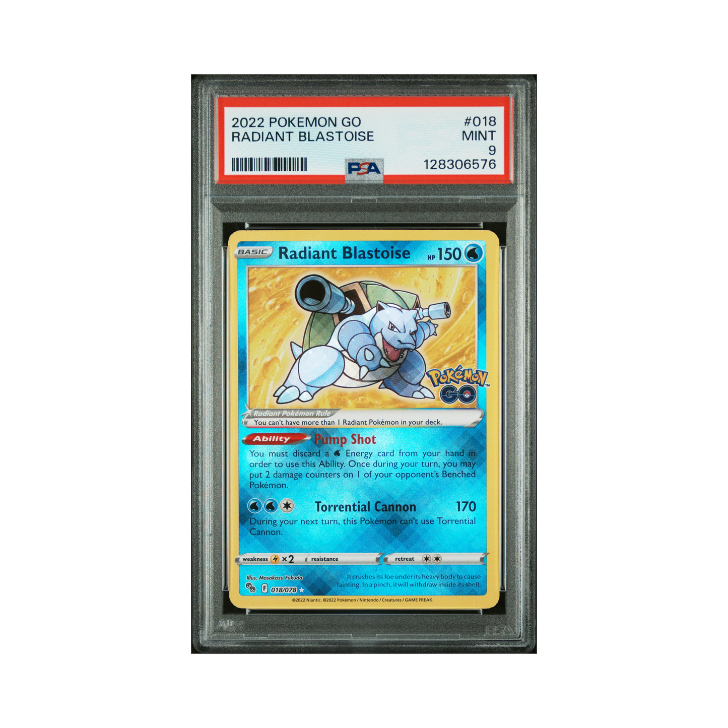 2022 Pokemon Go Radiant Blastoise #018 PSA 9