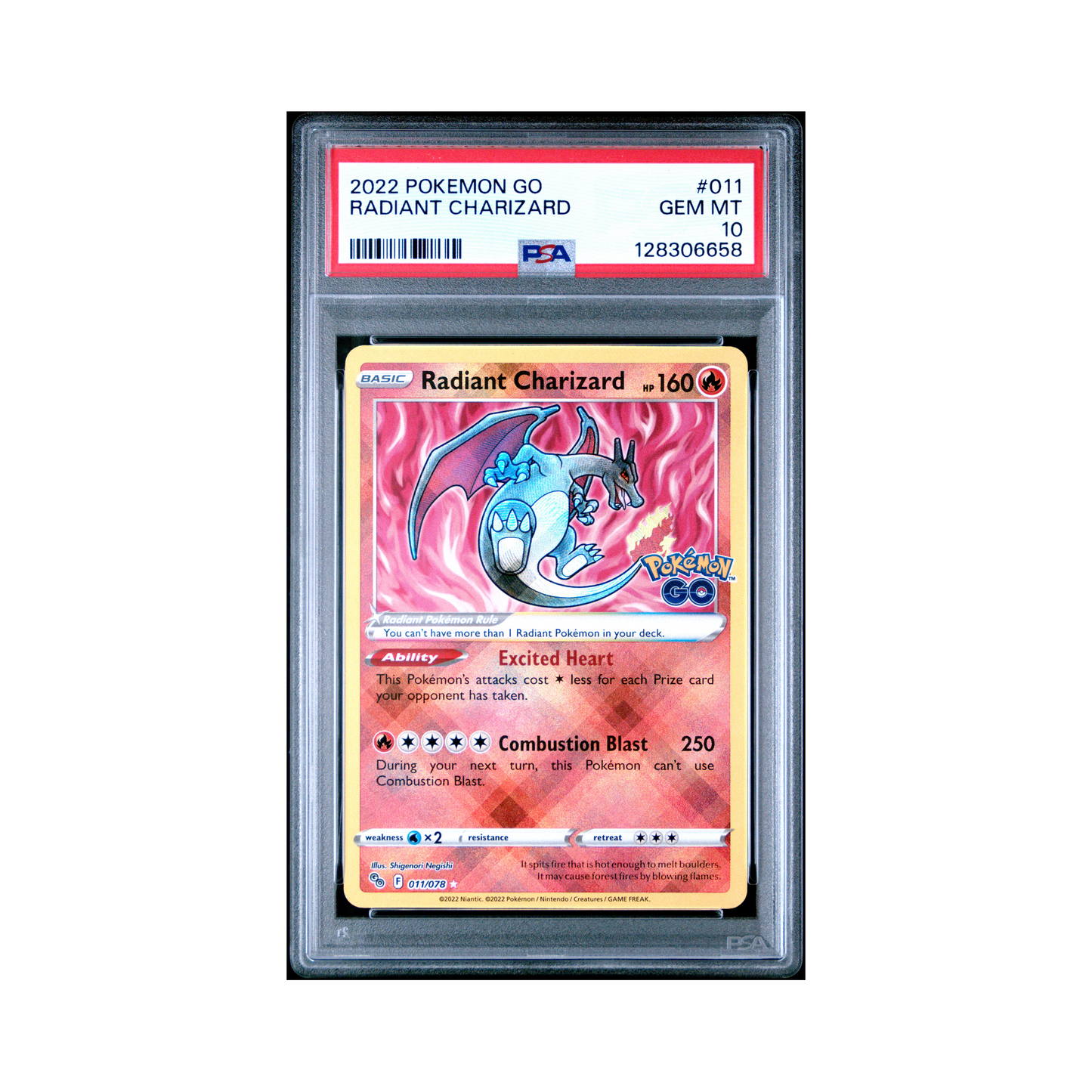 2022 Pokémon Go Radiant Charizard #011 PSA 10