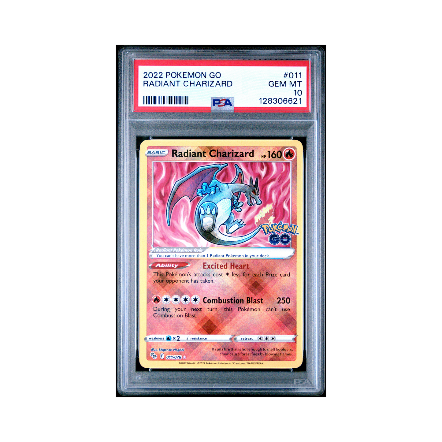 2022 Pokémon Go Radiant Charizard #011 PSA 10
