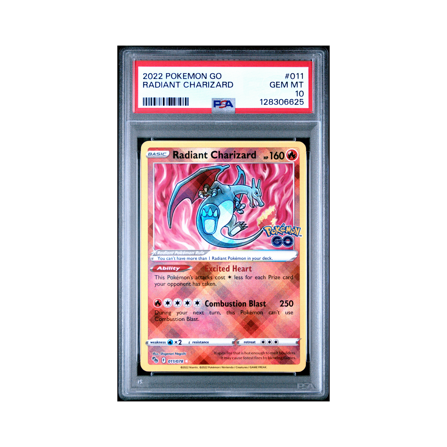 2022 Pokémon Go Radiant Charizard #011 PSA 10