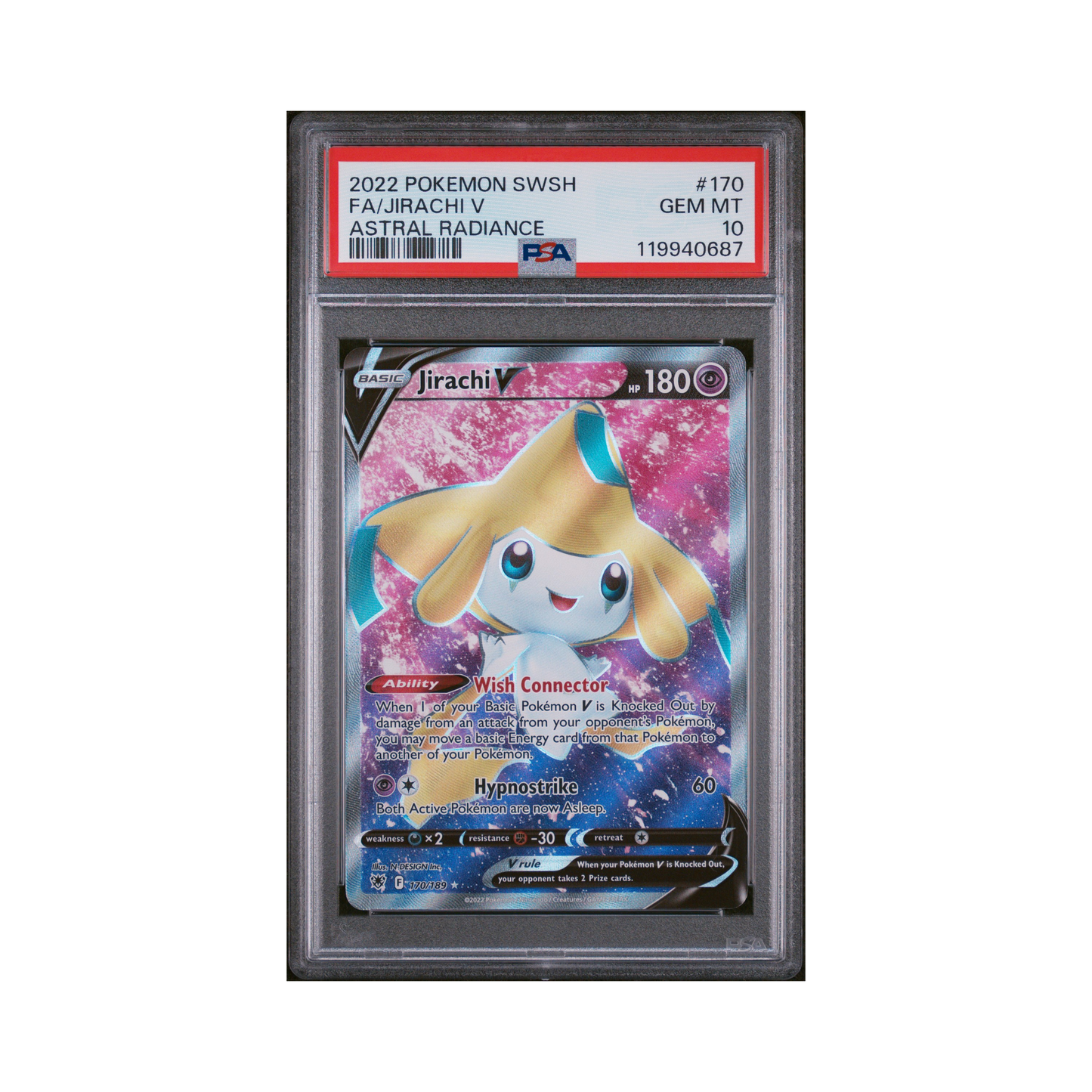 2022 Pokémon Sword & Shield Astral Radiance Jirachi V #170 PSA 10