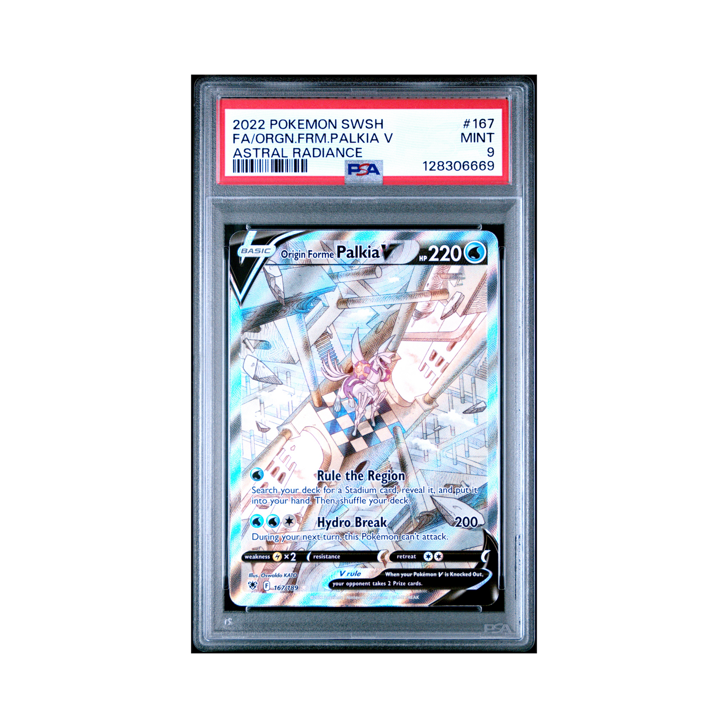 2022 Pokemon Sword & Shield Astral Radiance Orgn.frm.palkia V #167 PSA 9
