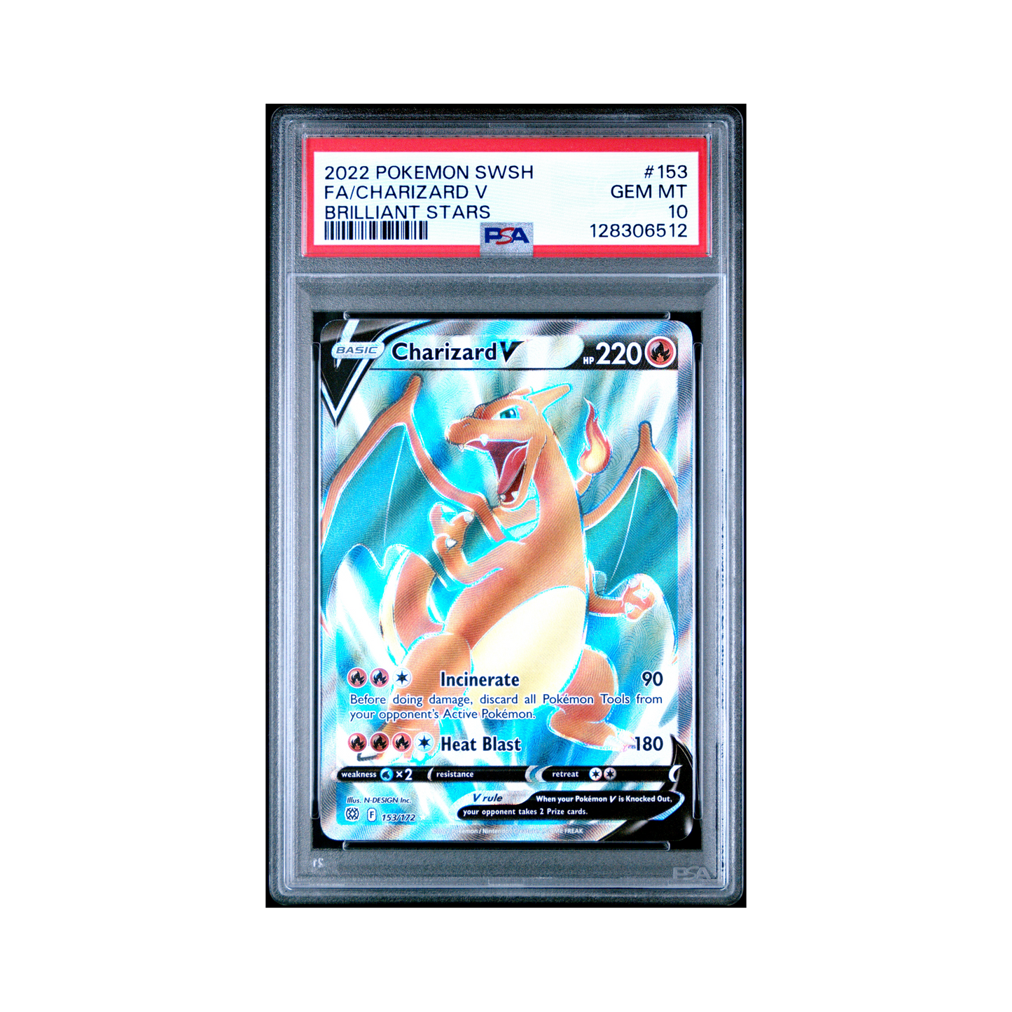 2022 Pokémon Sword & Shield Brilliant Stars Charizard V #153 PSA 10