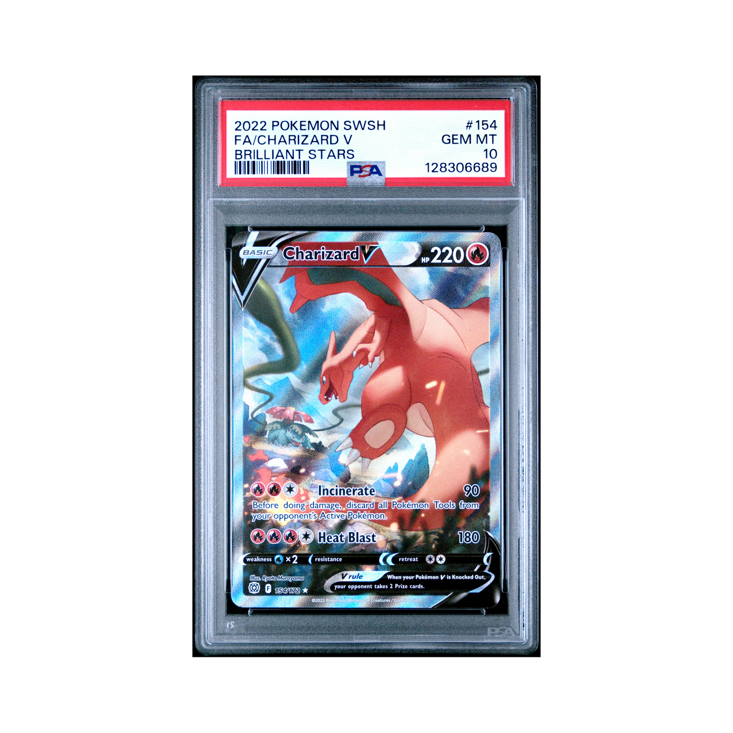 2022 Pokémon Sword & Shield Brilliant Stars Charizard V #154 PSA 10