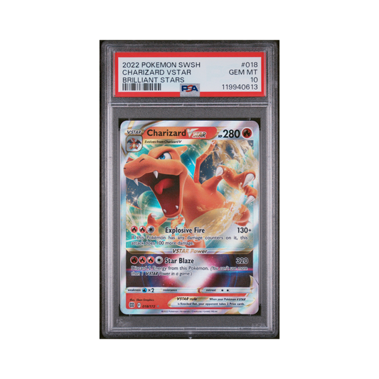 2022 Pokémon Sword & Shield Brilliant Stars Charizard VSTAR #018 PSA 10