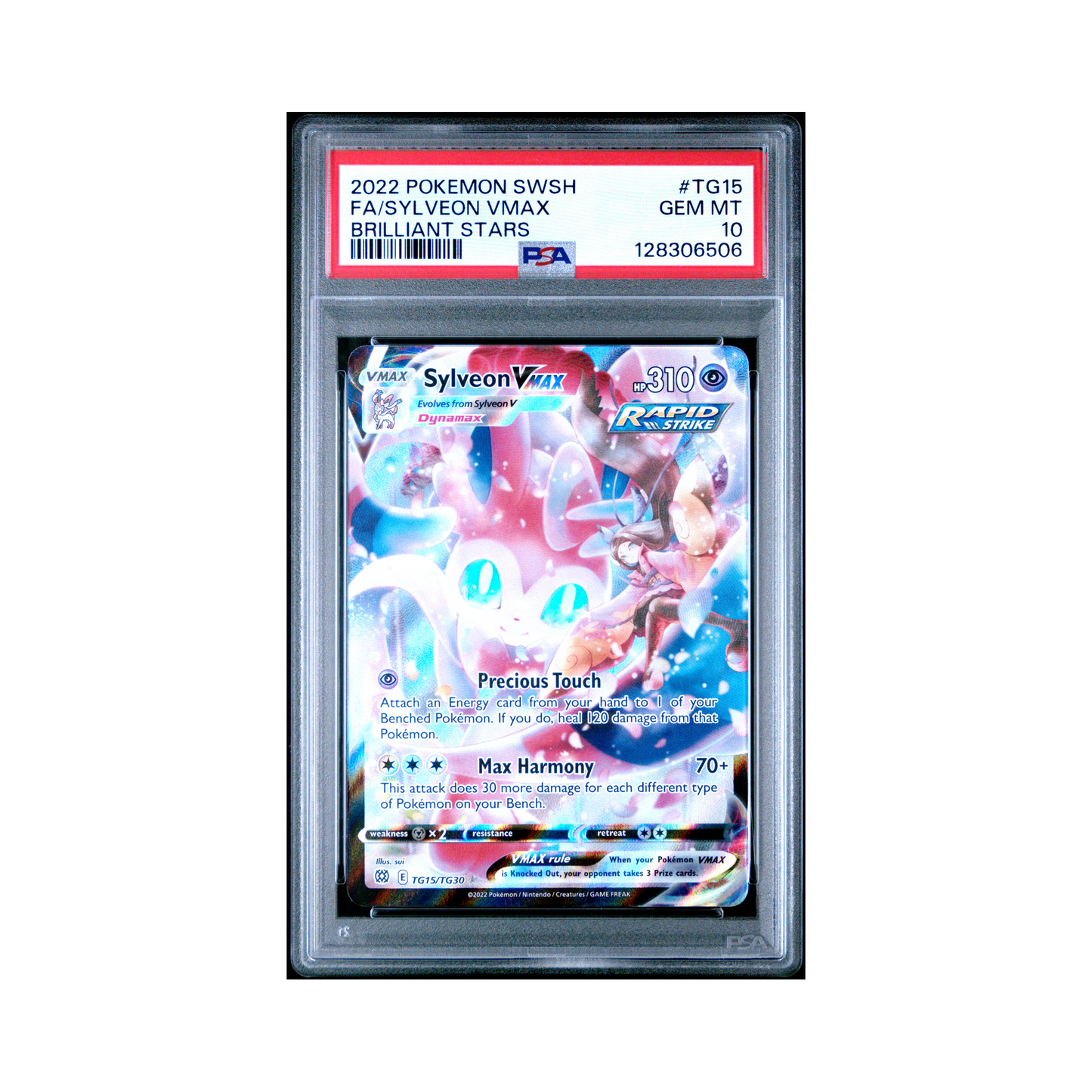2022 Pokémon Sword & Shield Brilliant Stars Sylveon VMAX #TG15 PSA 10