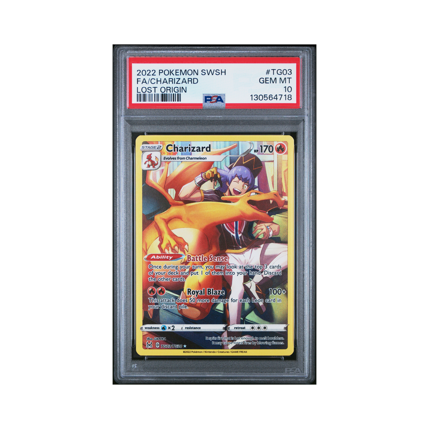 2022 Pokemon Sword & Shield Lost Origin Charizard #TG03 PSA 10