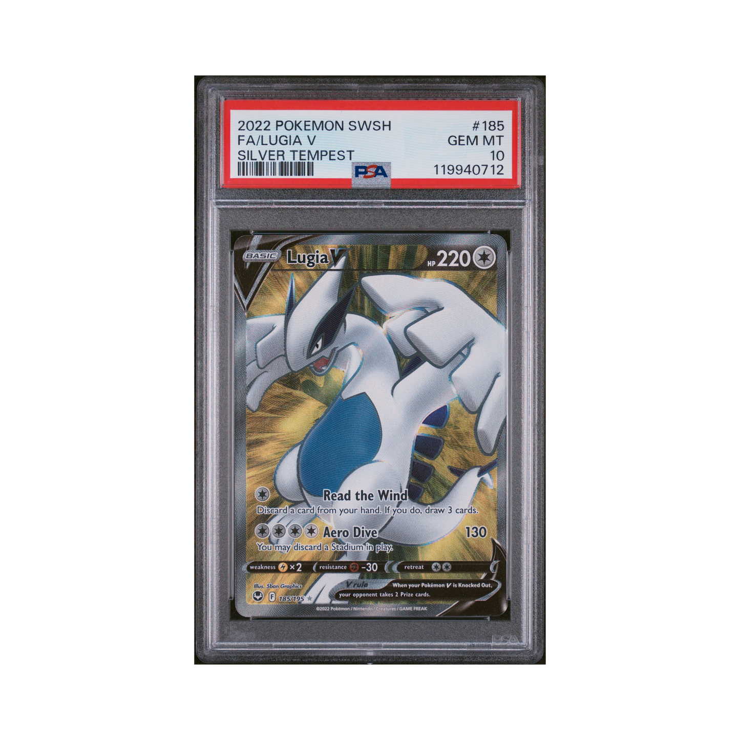 2022 Pokémon Sword & Shield Silver Tempest Lugia V #185 PSA 10