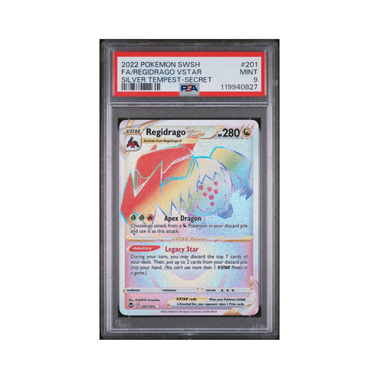 2022 Pokémon Sword & Shield Silver Tempest Regidrago VSTAR #201 PSA 9
