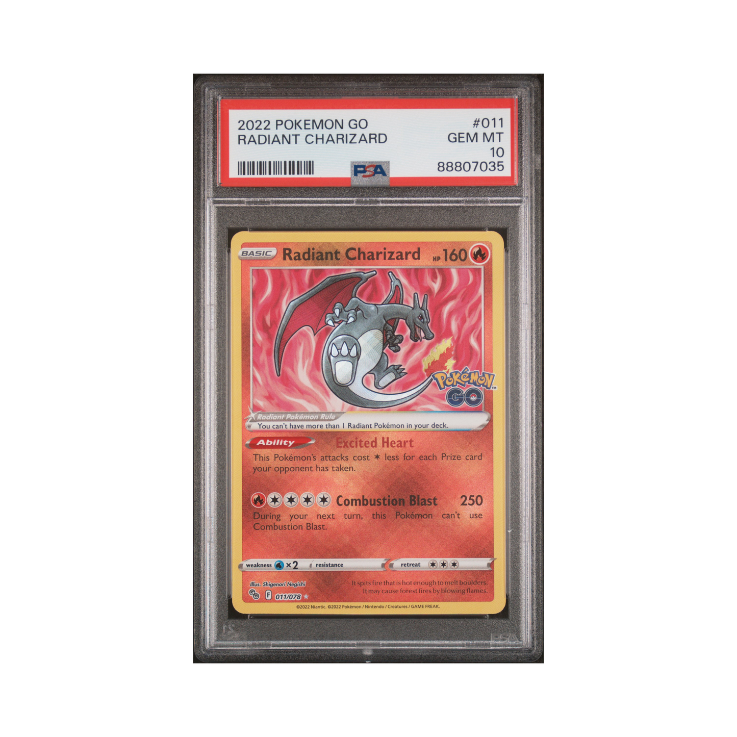 2022 Pokémon Go Radiant Charizard #011 PSA 10