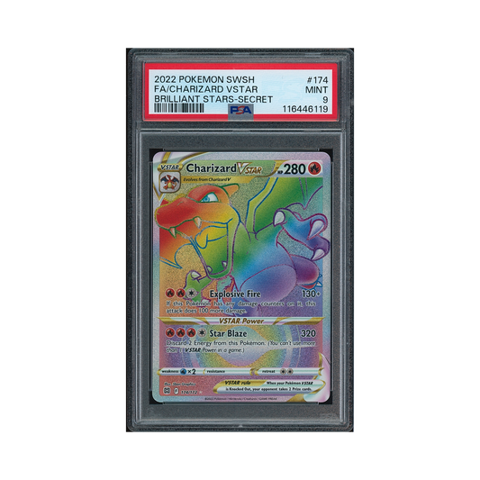 2022 Pokémon Sword & Shield Brilliant Stars Secret Charizard VSTAR #174 PSA 9