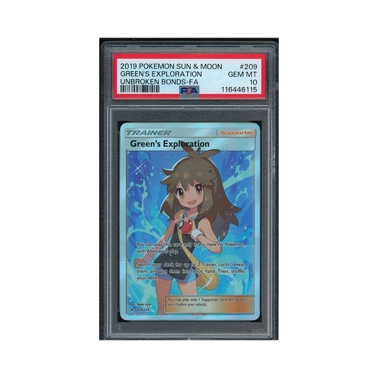 2019 Pokémon Sun & Moon Unbroken Bonds Green's Exploration #209 PSA 10