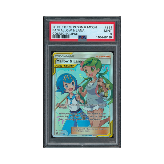 2019 Pokémon Sun & Moon Cosmic Eclipse Mallow & Lana #231 PSA 9