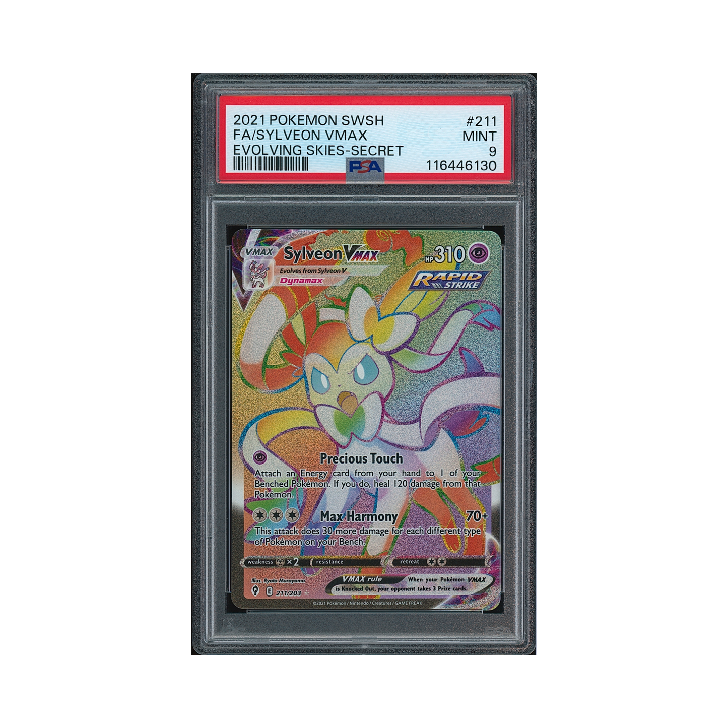 2021 Pokémon Sword & Shield Evolving Skies Sylveon VMAX #211 PSA 9