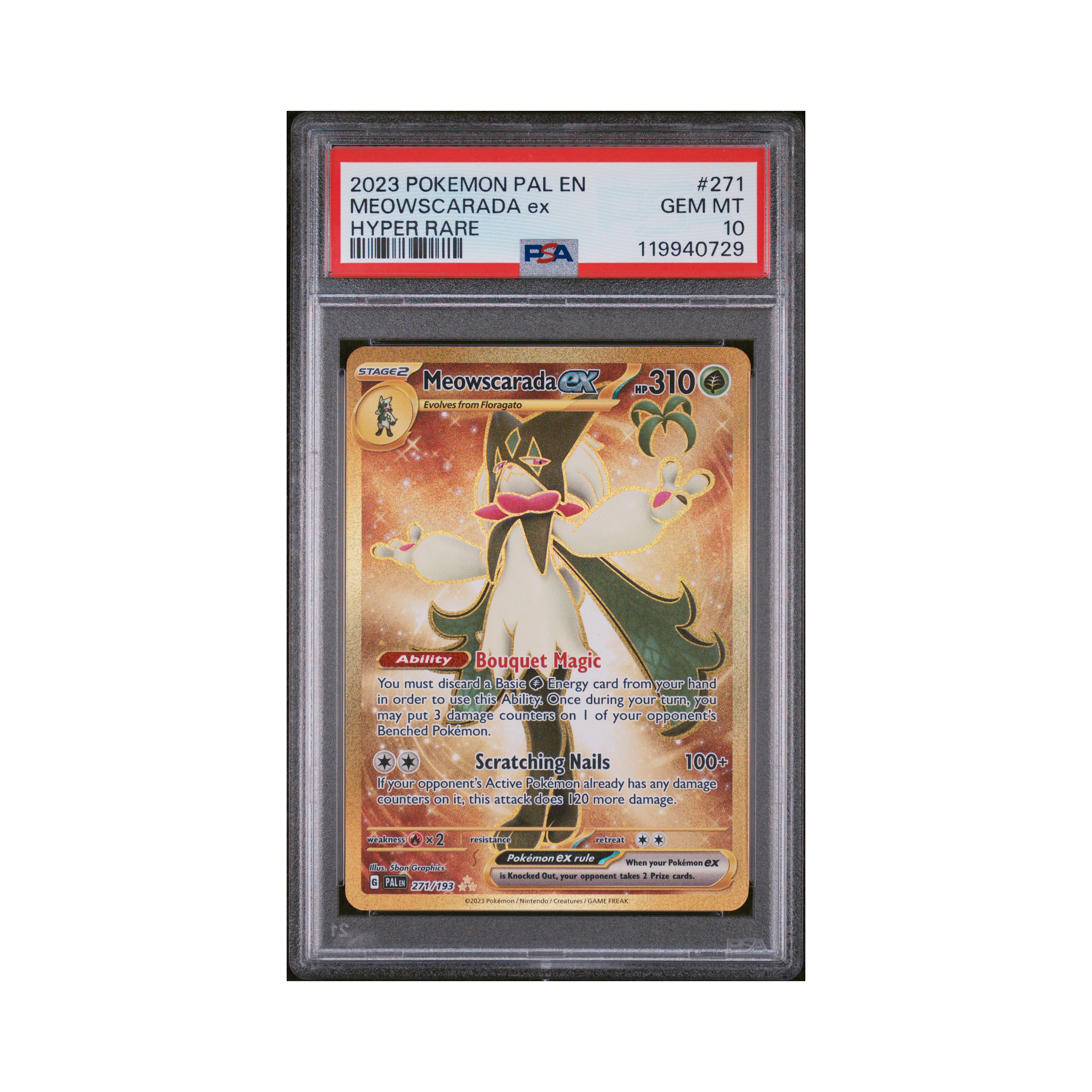 2023 Pokemon Paldea Evolved Meowscarada EX #271 PSA 10 – Pack Fresh