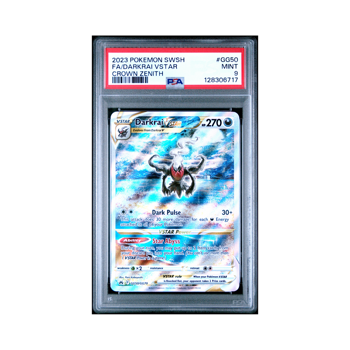 2023 Pokemon Sword And Shield Crown Zenith Darkrai VSTAR #GG50 PSA 9