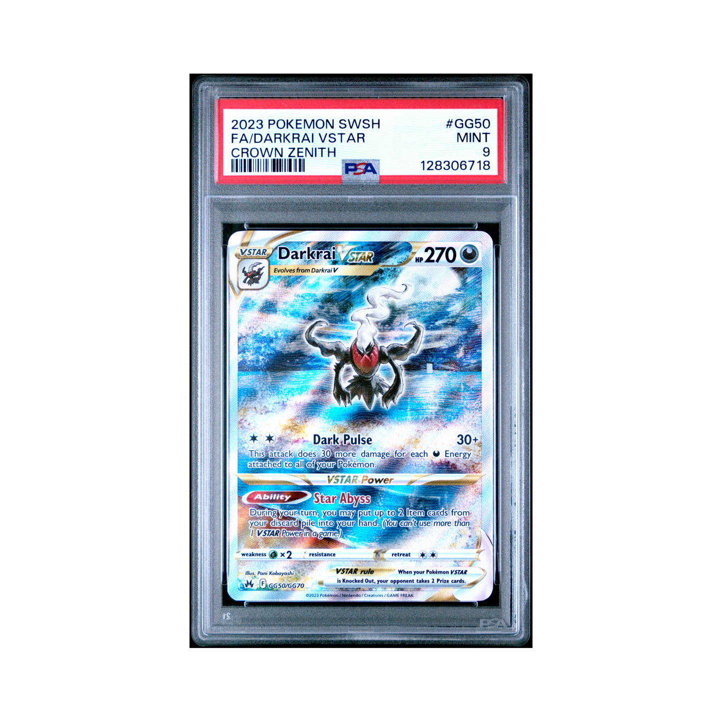 2023 Pokemon Sword And Shield Crown Zenith Darkrai VSTAR #GG50 PSA 9