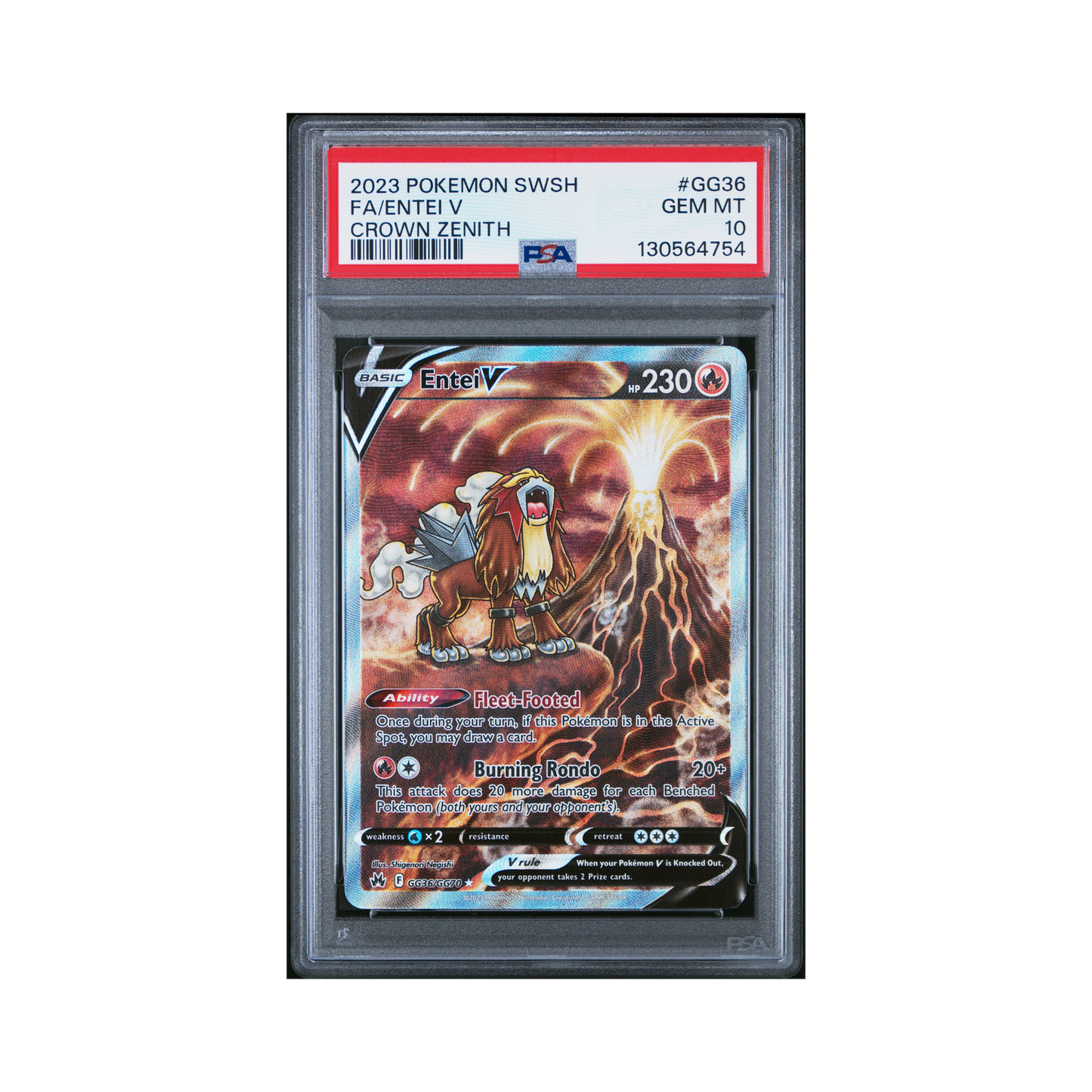 2023 Pokemon Sword And Shield Crown Zenith Entei V #GG36 PSA 10