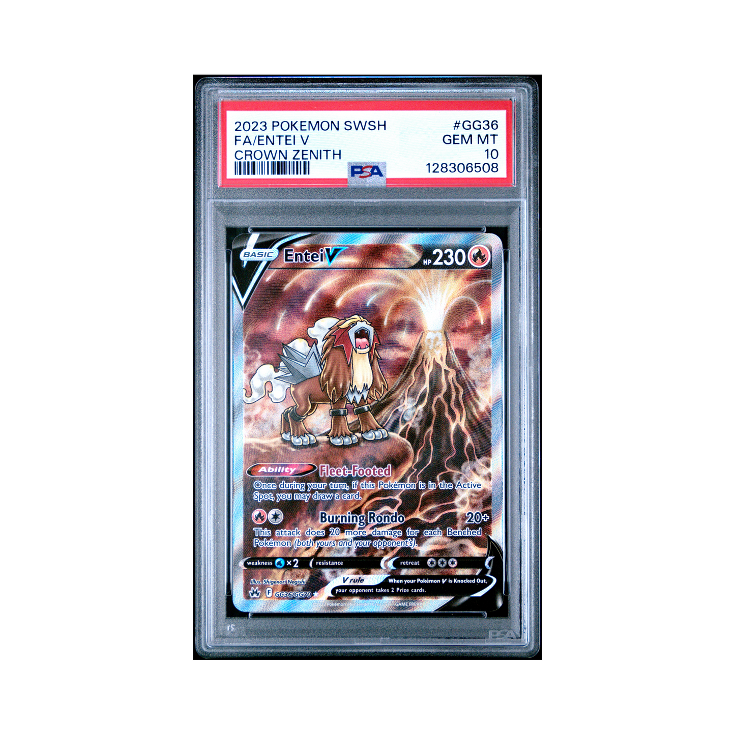 2023 Pokemon Sword And Shield Crown Zenith Entei V #GG36 PSA 10