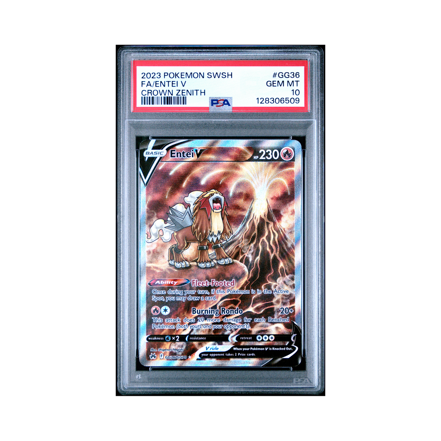2023 Pokemon Sword And Shield Crown Zenith Entei V #GG36 PSA 10