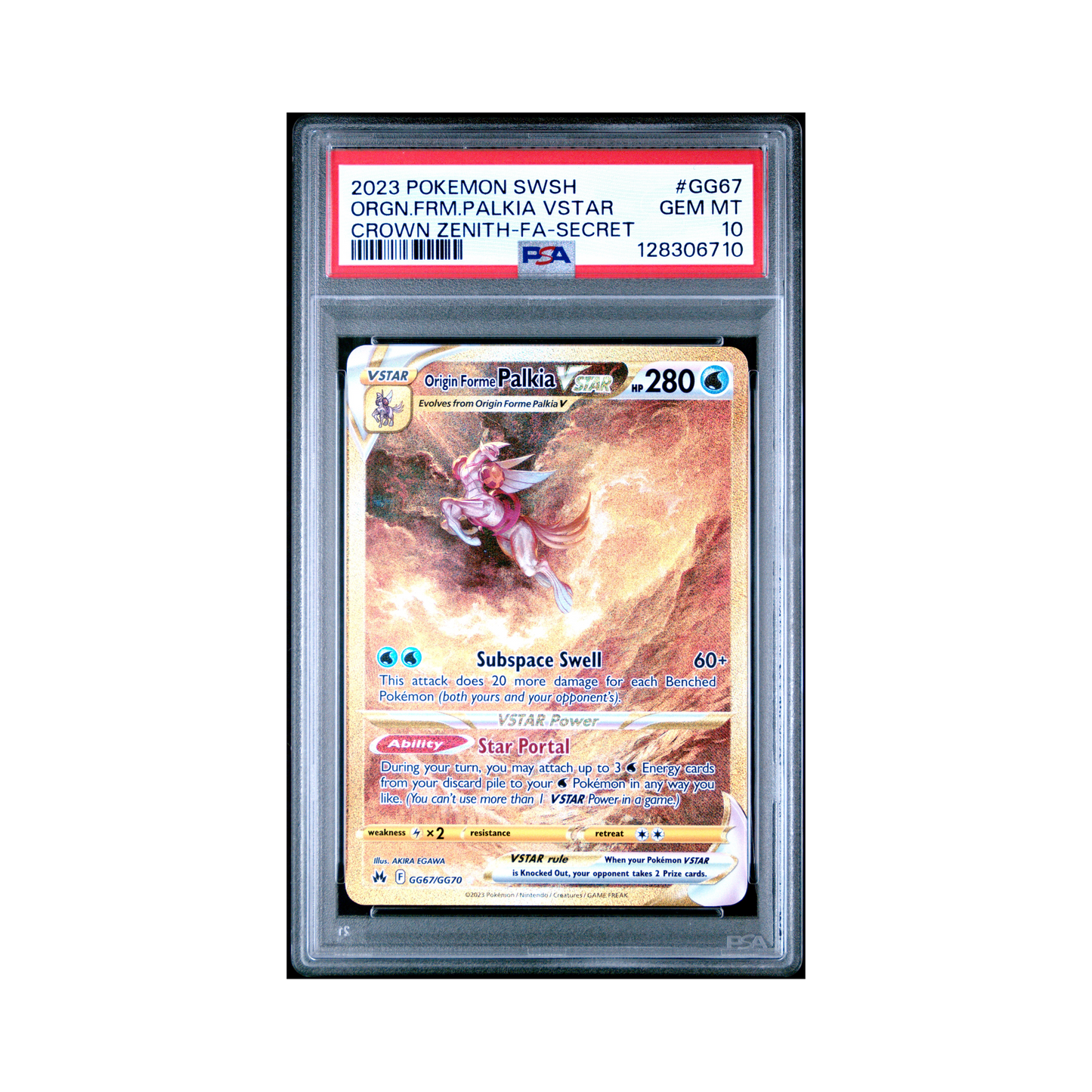 2023 Pokemon Sword And Shield Crown Zenith Origin Forme Palkia VSTAR #GG67 PSA 10
