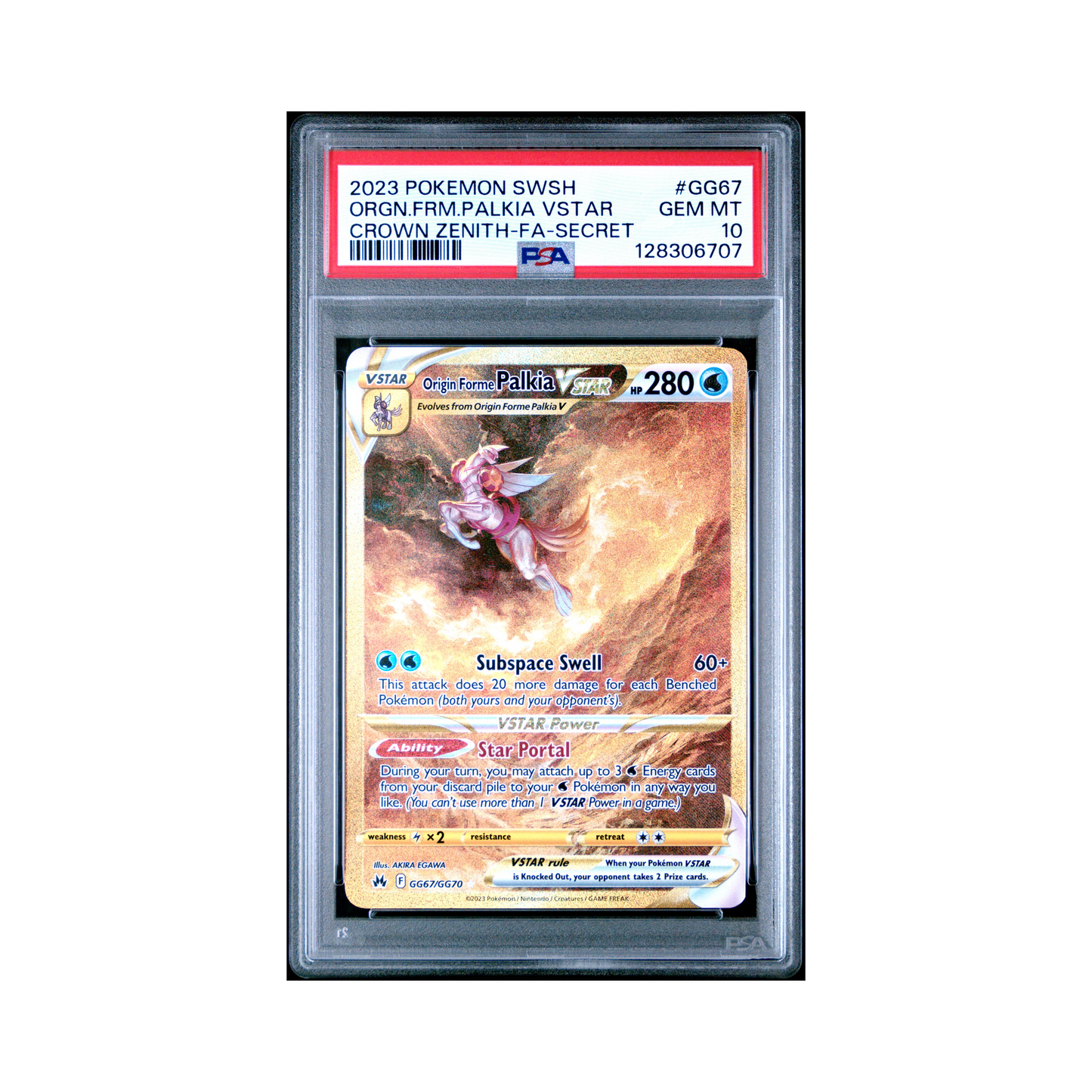 2023 Pokemon Sword And Shield Crown Zenith Origin Forme Palkia VSTAR #GG67 PSA 10