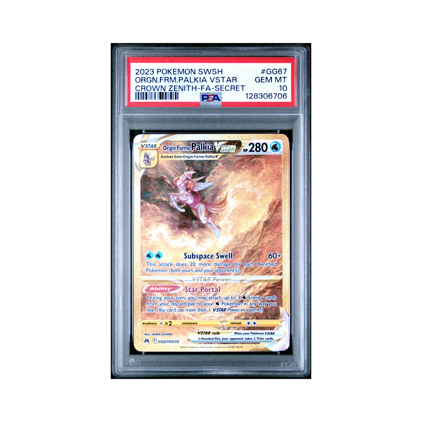 2023 Pokemon Sword And Shield Crown Zenith Origin Forme Palkia VSTAR #GG67 PSA 10