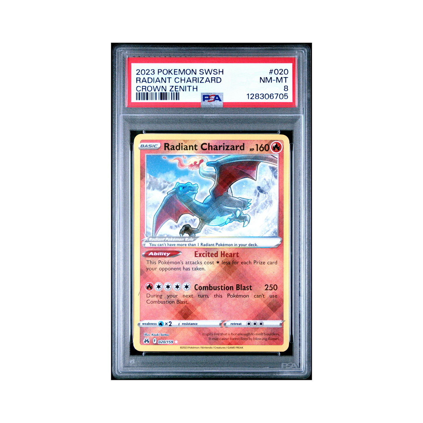 2023 Pokémon Sword And Shield Crown Zenith Radiant Charizard #020 PSA 8